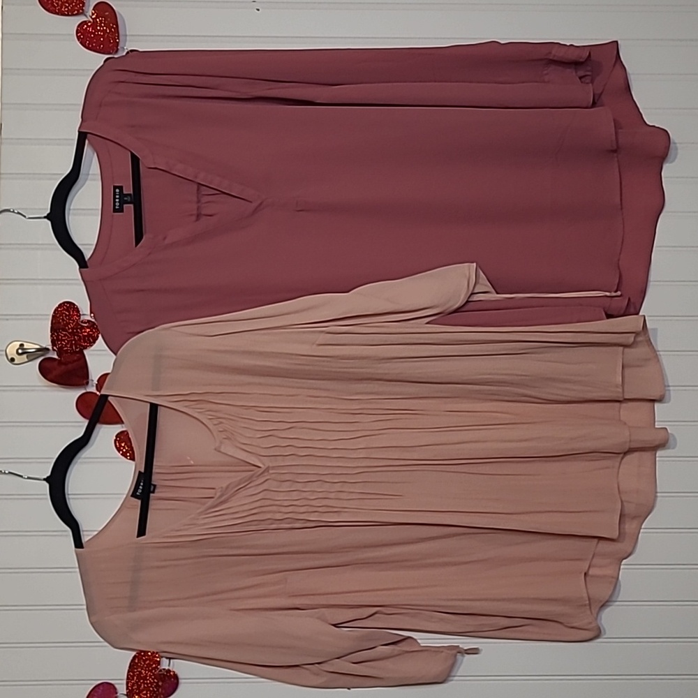 Women's Two-Pack Lightweight Blouses in Blush & Dusty Rose